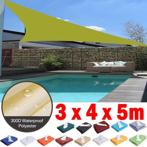 Reti 3x4x5m Triangolo Impermeabile Tenda Da Sole Vela Spiaggia All'aperto Tenda Da Campeggio Giardino Terrazza Piscina Tettoia Per Auto Parasole panno