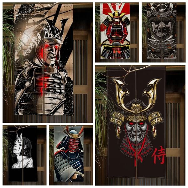 Perdeler Japon Samuray Kapısı Curatin Hayalet Yüz Maskesi Siyah Prajna Kapı Bölümü Perdeler Mutfak Yatak Odası Kapı Dekoru Yarım Perde