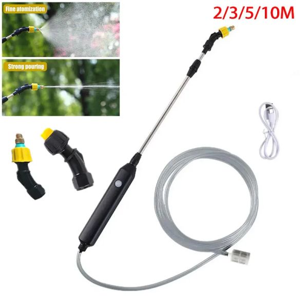 Spruzzatori Pistola a spruzzo elettrica per irrigazione da giardino con tubo da 3/5/10 m USB regolabile Ugello spruzzatore per prato Irrigatore per erbacce Pianta Mister Spraye