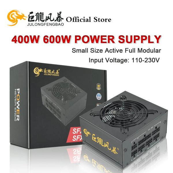 Julongfengbao sfx micro 400w 600w psu 80plus bronze 110-230v fonte de alimentação de computador de alta eficiência módulo completo pc ativo 240307