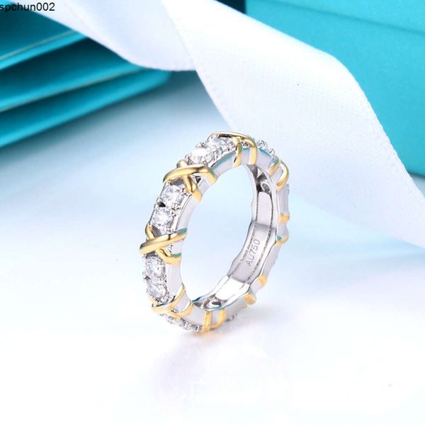 Anéis de noivado de designer para mulheres jóias de luxo rosa ouro prata cruz diamante moda jóias designers tamanho 5-9 senhora meninas festa nqzb