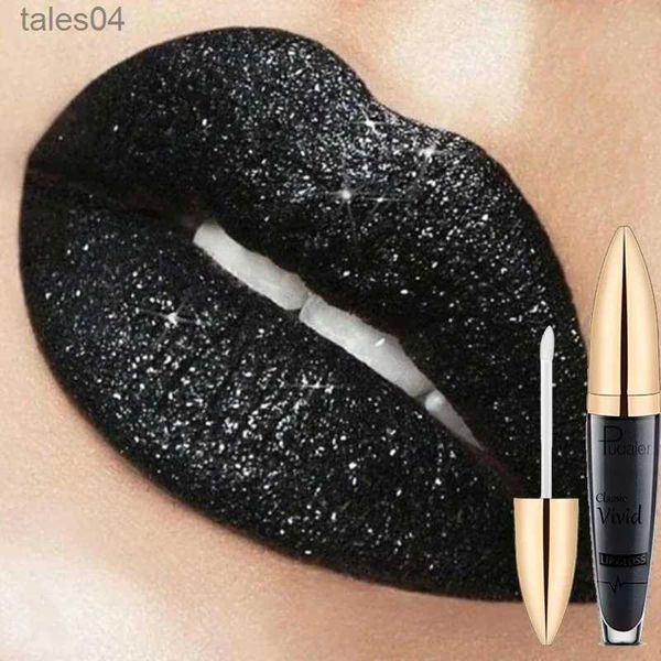 Lippenstift 15 Farben Glitzer Glänzender Lipgloss Mattflüssiger Lippenstift Wasserdicht Langlebig Glänzend Sexy Schwarz Lila Blau Lippentönung Make-up 240313