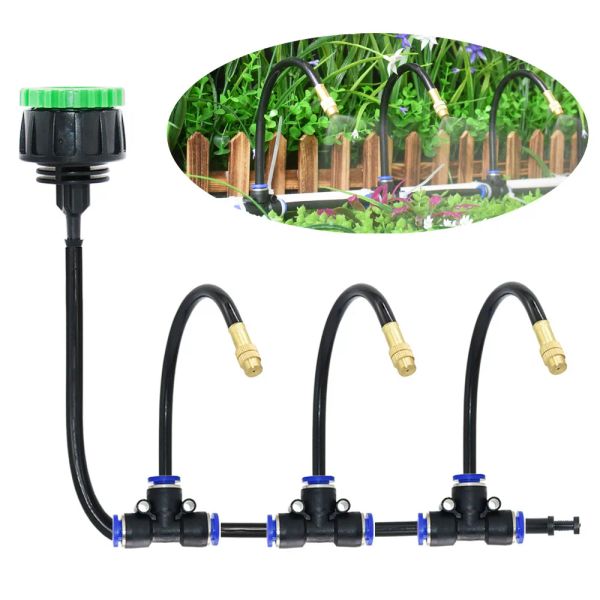 Kit Sistema di raffreddamento con nebulizzazione esterna Kit di connettori per ugelli atomizzatore in ottone da 8 mm per irrigazione da giardino fai-da-te per serra da patio