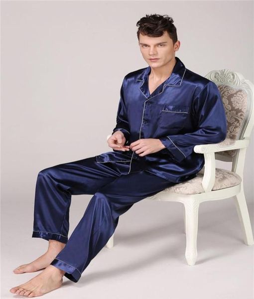 Herren-Pyjama aus Seidensatin, Pyjama-Set, Nachtwäsche-Set, Loungewear, L, XL, XXL, XXXL, passend für alle Jahreszeiten, Herren-Pyjama, 2-teiliges Set275L2963923