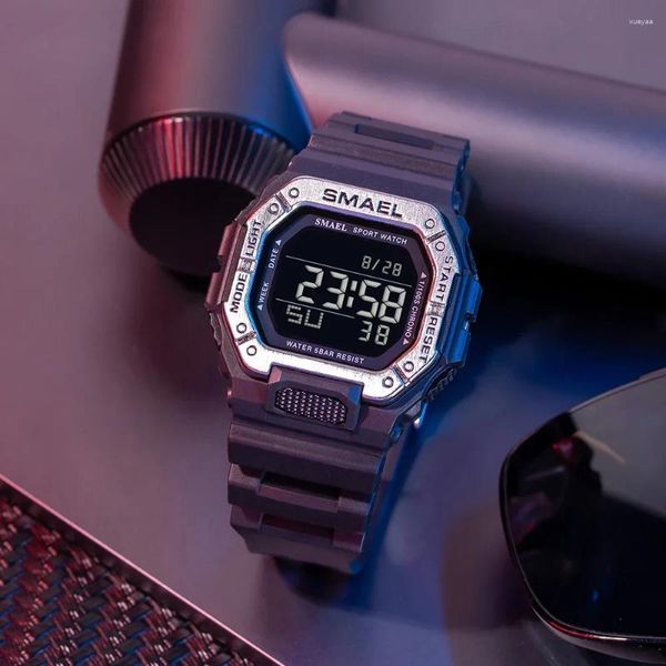 Наручные часы SMAEL, спортивные студенческие часы для отдыха, мужские часы, крутые, 50 м, водонепроницаемые, ночник, уличный электронный 8059
