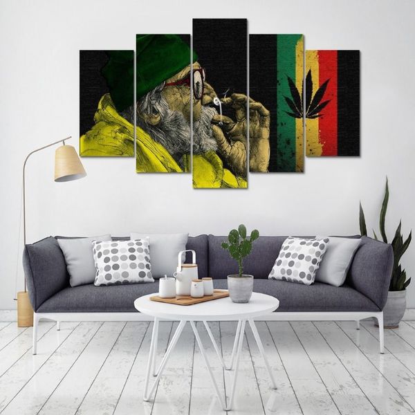 Hd impresso lona decoração de casa arte da parede fotos 5 peças nuvem fumaça e bandeira nacional pintura sala estar posterno frame300u