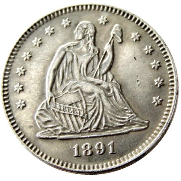 Moedas dos eua 1891 p o s sentado liberdade quater dólar banhado a prata artesanato cópia moeda ornamentos de latão decoração para casa acessórios237i