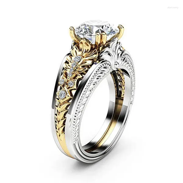 Anéis de cluster vintage diamante 18k anel de ouro branco gemstone casamento para mulheres puro topázio bague anel jóias anillos de bizuteria