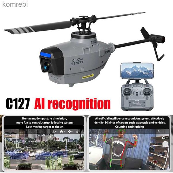 Droni RC ERA C127 AI Sentry Mini Spy Drone senza spazzole FPV con videocamera HD Elicottero RC professionale a 4 canali con pagaia singola senza alettoni 24313
