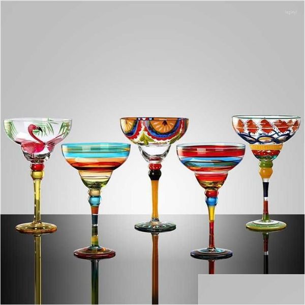 Copos de vinho Criativo Margarita 270ml Handmade Colorf Cocktail Cup Europa Goblet Champagne Bar Party Home Drinkware Drop Delivery Gard Otxoy