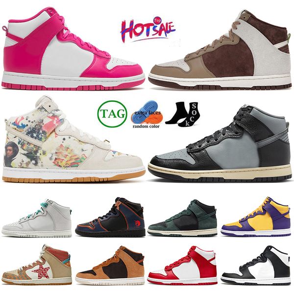 Top Quality Panda Uomo Donna Scarpe alte firmate Piattaforma superiore Nero Bianco Rosa Prime Rammellzee Pacchetto primo utilizzo Uomo Donna Classici OG Skate Mocassino Sneakers di lusso