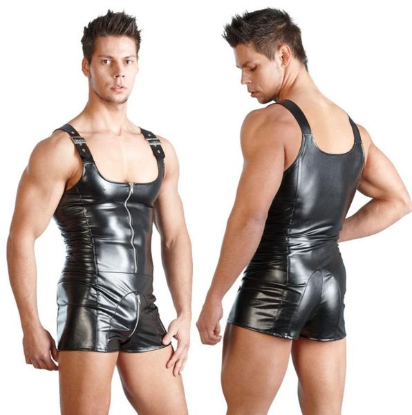 Sexy Dessous GAY Men039s Bondage Fetisch Schwarz Stretch PVC Look Latex Spandex Overall Bodysuit L934 MLXLXXL4917094