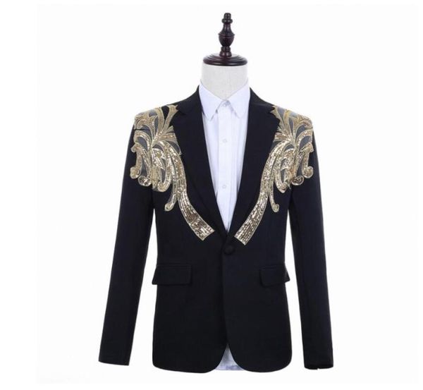 lantejoulas blazer homens ternos projetos jaqueta mens palco bordado cantores roupas dança estrela estilo punk rock masculino homme black8007022