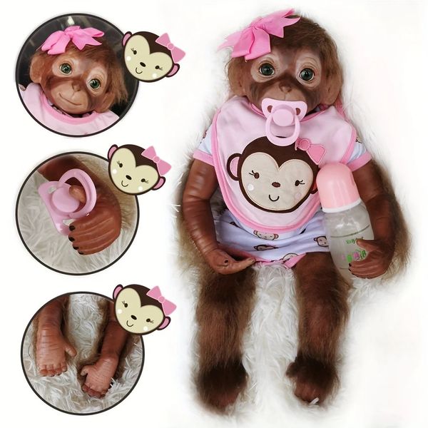 OtardDolls 20 Macaco Bonecas Reborn Handmade Bebê Bonito Com Toque Suave Realista Criança Boneca Para Crianças Aniversário 240304