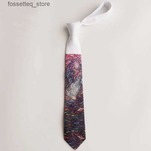 Boyun bağları Ücretsiz Nakliye Yeni Erkek Tasarım Damat Yağlı Boya Günlük Piroteknik Öğrenci Emcee Tide edebi kravat İngilizce Fan Kravat L240313