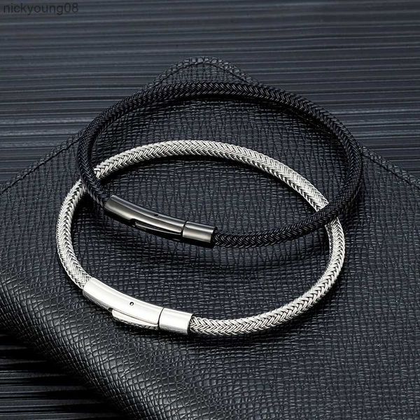 Armreif MKENDN Punk Einfacher Stil Männer Schmuck Lichtecht Stahldrahtseil Armband Klassische Manschette Bettelarmband Für Männer Männliche GeschenkeL2403