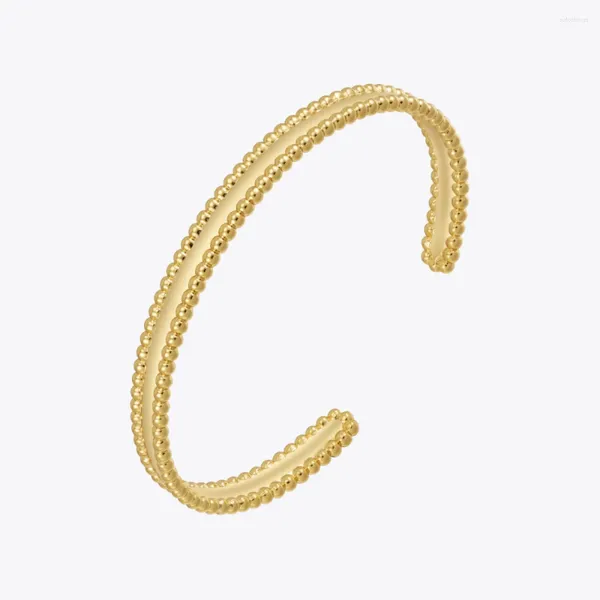 Armreif ENFASHION Pulseras Geometrie Stahlkugel offen verstellbar für Damen 18K vergoldet Alltagsschmuck Geschenk 9204