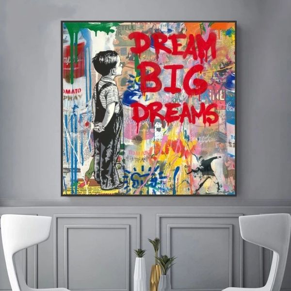 Banksy Pop Street Art Dream Poster und Drucke, abstrakte Tiere, Graffiti-Kunst, Leinwandgemälde an der Wand, Kunstbild, Heimdekoration287a