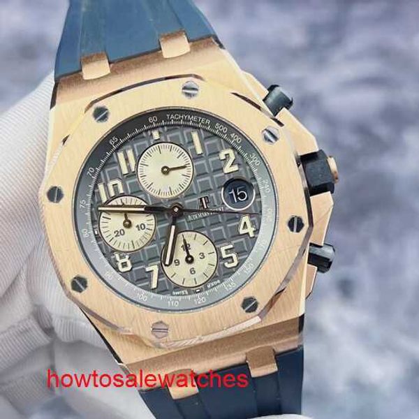 Antike AP-Armbanduhr, Royal Oak Offshore-Serie, 26470OR, graue Scheibe, Herrenuhr aus 18 Karat Roségold, 42 mm, Kreditkarte