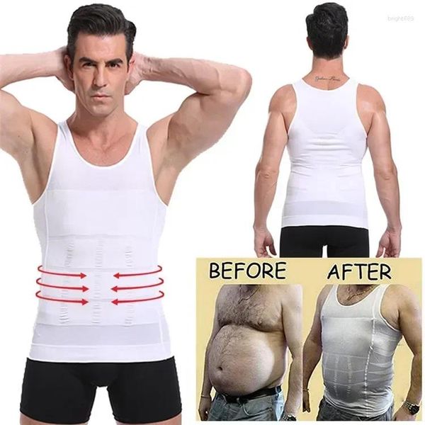 Shapers do corpo dos homens controle apertado shapewear fitness barriga camisa esportes tanque magro cintura elástica compressão topos abdômen colete emagrecimento