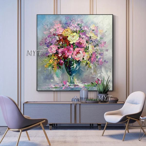 Caligrafia pintada à mão pintura a óleo abstrata moderna pintura a óleo reprodcution faca flores coração imagem decoração de casa sem moldura