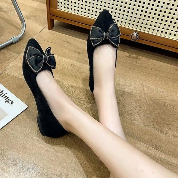 Scarpe Casual Donna Piatto Elegante Papillon A Punta Luce Bocca Tinta Unita Ornamento Di Base Con Zapatos De Mujer