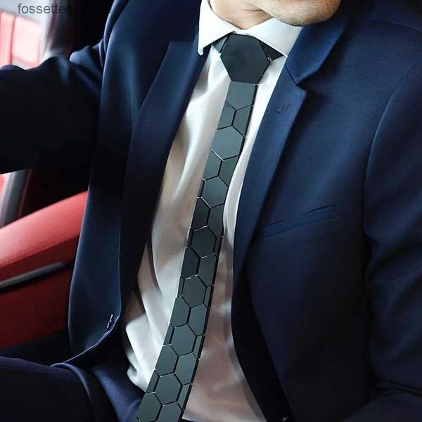 Cravatte Cravatte esagonali nere opache di classe Cravatte da uomo alla moda 20 colori Hexties di lusso 5 cm Confezione regalo Accessorio per abito formale Design unico L240313