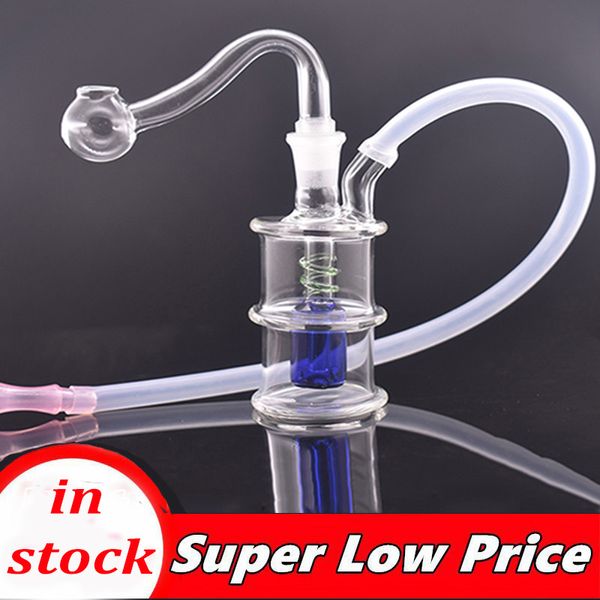 2pcs kalın ve ağır mini cam yağ brülörü bong obdbler sigara borusu nargile sarmal matris perc kalın pyrex sigara borusu 10mm erkek yağ brülör borusu ve hortum