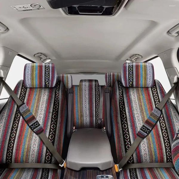 Coprisedili per auto 10 pezzi di protezione automobilistica con stampa Boho multicolore a strisce con copricintura per volante all'ingrosso