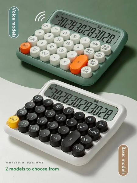 Модный калькулятор, гибкая клавиатура, студенческие модели, голосовая модель для офиса, финансового рабочего стола, механические клавиши 240227