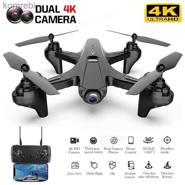 Drones TUT RC Quadrocopter com 4K Dual Camera Drone One-Key Return Four-Aixes Reomote Control HD FPV Quadcopter Toy para Boy Friend 24313