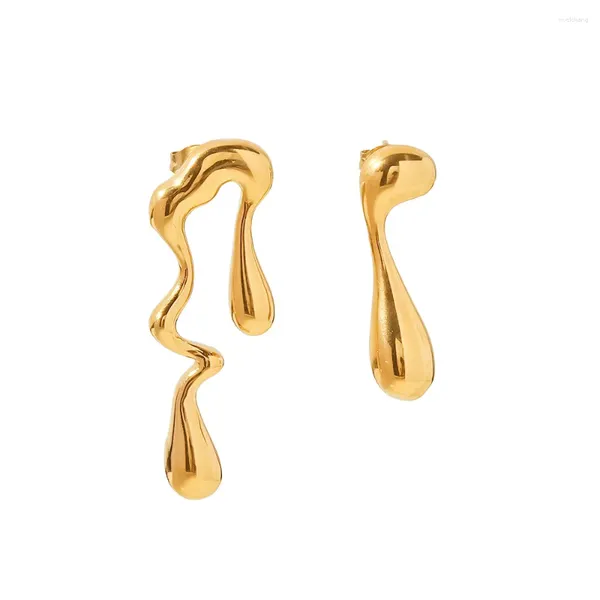 Brincos de garanhão de aço inoxidável PVD 18K manchas de ouro manchas de água impermeável onda irregular earings jóias de joias por atacado