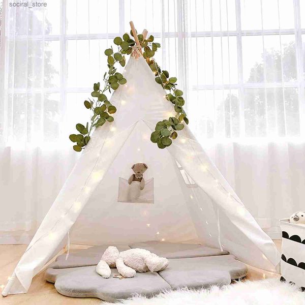 Barracas de brinquedo portátil crianças tenda tenda para crianças tipi infantil casa menina cabana menino decoração tapete luzes led l313