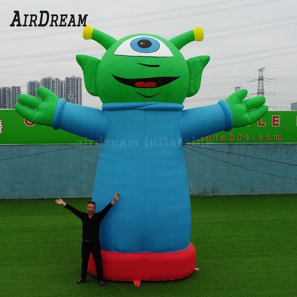 Großhandel Hochwertiges, 26 Fuß hohes, riesiges aufblasbares grünes Monster mit großen Augen, aufblasbarer Geist für die Halloween-Dekoration im Freien