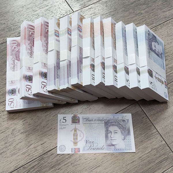 Reino unido libra gbp britânico prop dinheiro festivo festa suprimentos brinquedos de dinheiro falso 10 20 50 dólar euro falso-boletos 100 unidades/pacote