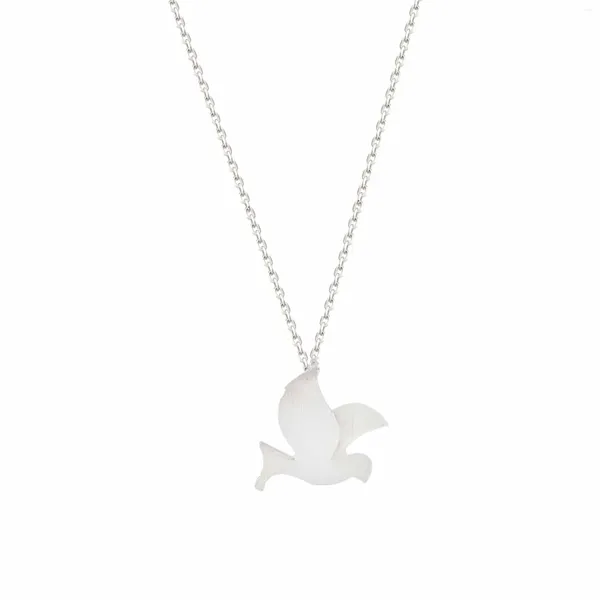 Pingentes Casual Flying Pigeon Bird 925 Colar de Prata Esterlina