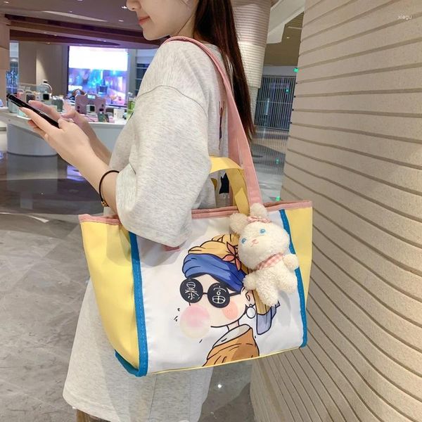 Umhängetaschen Japan Stil Schultasche Niedliche Cartoon Mädchen Leinwand Handtasche Tote Große Kapazität Für Frauen Mode Nylon Einkaufen