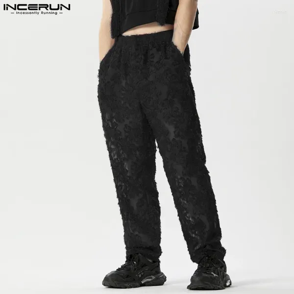Männer Hosen INCERUN 2024 Amerikanische Stil Hosen Mode Jacquard Fransen Plüsch Pantalons Freizeit Streetwear Lange S-5XL