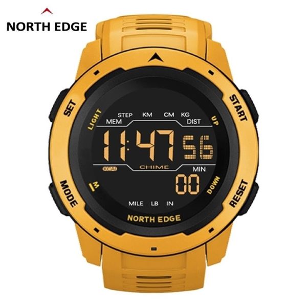 North Edge Erkekler Dijital İzleme Erkek Sporları Çift Zaman Time Pedometre Çalar Saat Su Geçirmez 50m Askeri 220212261W