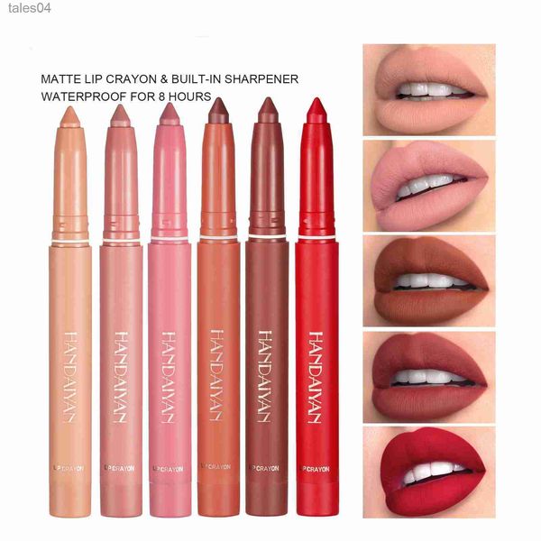 Batom Matte Nude Batom Lip Liner 2 em 1 Long Wearing Waterproof Lip Ink Crayon Built-in Sharpener Maquiagem Profissional para Mulheres 240313