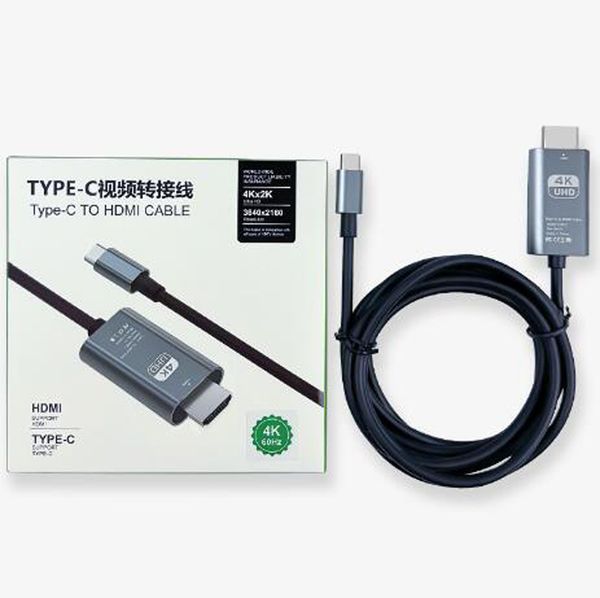 Кабель Type-C к HDMI 4K 60 Гц 30 Гц HD для совместного использования экрана телефона и компьютера UHD аудио-видео ТВ-адаптер для iPad Pro max Macbook Samsung Проектор для ноутбука с коробкой Новый