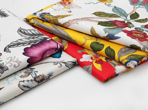 Ampio materiale di copertura del cuscino in tessuto da tappezzeria in lino stampato spesso 57quot tagliato a misura Serie di fiori e uccelli7178067