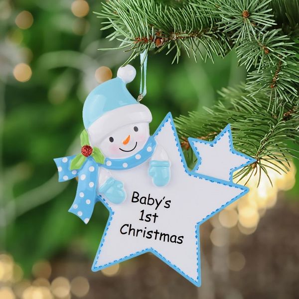 Maxora personalisierte erste Weihnachtsdekoration für Babys, blauer Junge, rosa Mädchen, Stern als Bastel-Souvenir für Geburtsgeschenke zur Geburt des Babys222J