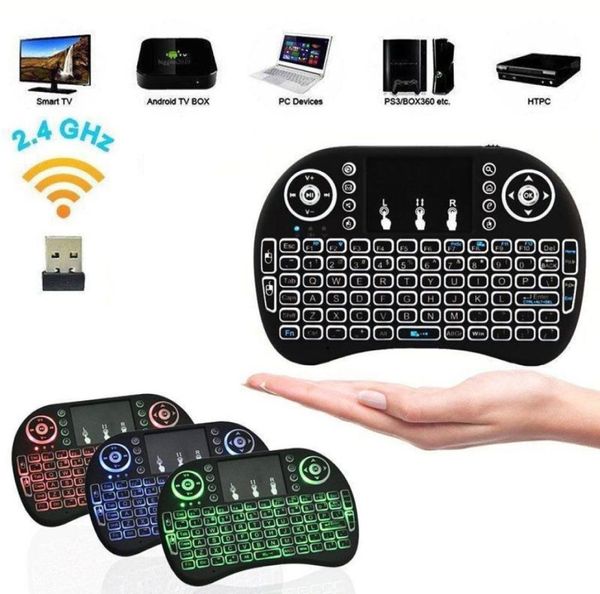 Mini rii i8 sem fio 24g inglês air mouse teclado controle remoto touchpad para smart android tv box notebook tablet pc2003695