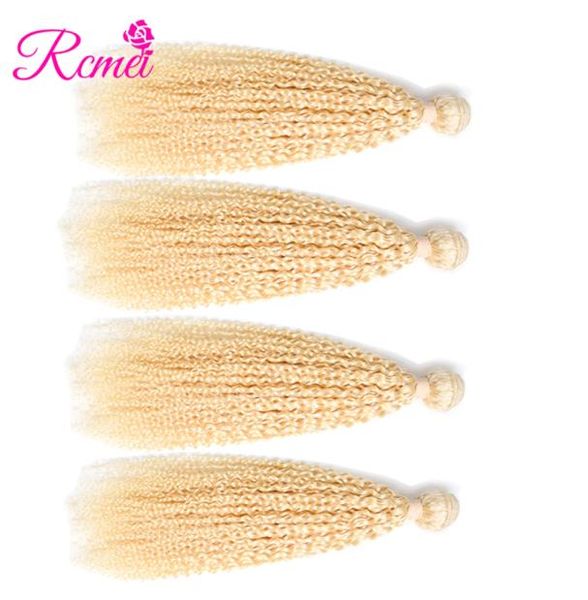 Rcmei 4 pacchi di estensioni dei capelli ricci mongoli 613 pacchi biondi 1030 pollici ricci crespi 613 pacchi di capelli umani Remy 2449423