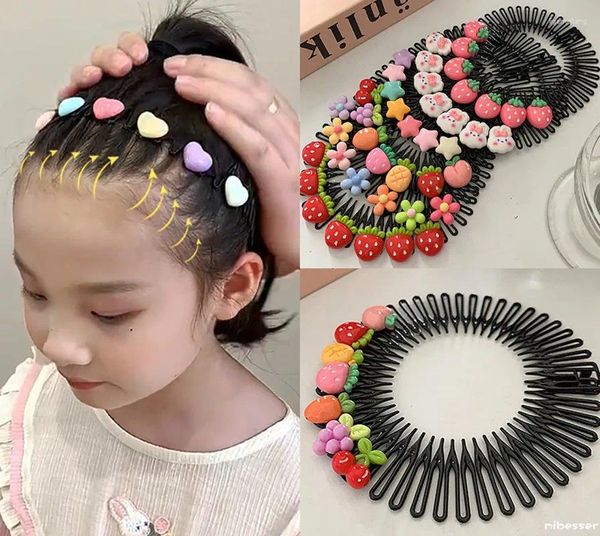 Accessori per capelli Y2k Cuore Stella Bambini Pettine colorato Clip per fascia rotta Copricapo carino Accessorio per ragazze principessa