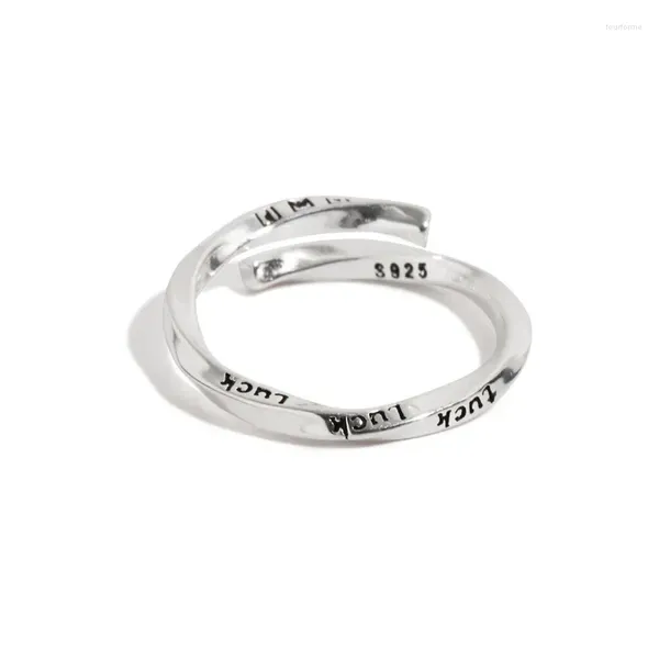 Cluster Ringe 925 Sterling Silber Mode Glück Brief Ring Für Frauen Mädchen Koreanische Mobius Spirale Einfache Schmuck Zubehör Großhandel