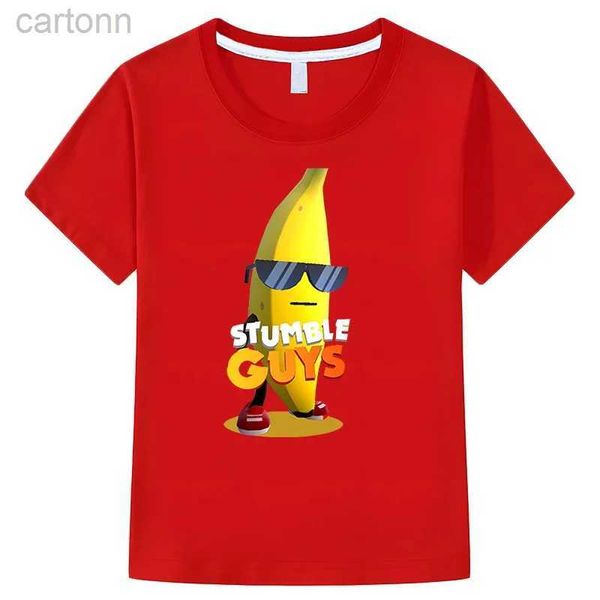 Camisetas Stumble Guys Camisetas Meninas Meninos Cartoon Banana Casual Manga Curta Tops Crianças Stumble Guys Jogos Camisetas y2k meninas meninos roupas ldd240314