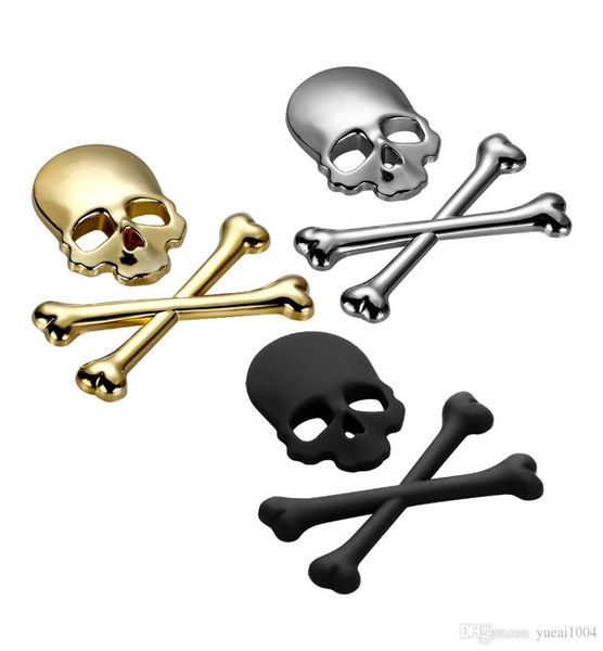 9x85cm 3d crânio metal esqueleto ossos cruzados carro motocicleta etiqueta etiqueta crânio emblema emblema estilo do carro adesivos decalque acessórios8127672