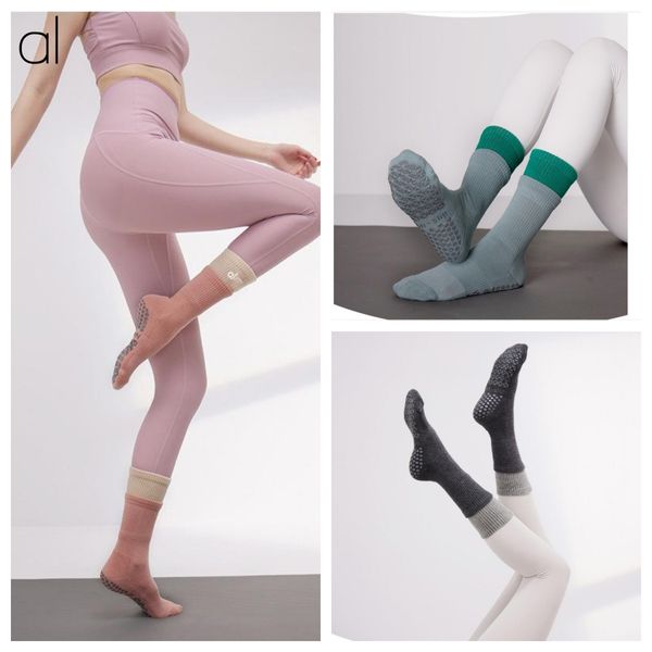 AL-103 Women Yoga Pilates calzini da donna danza da fitness da donna non slittata silicone unica medio tubo da yoga calzini